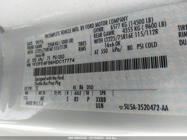 2017 FORD E-SERIES CUTAWAY 1FDFE4FS6HDC17774 Photo 8