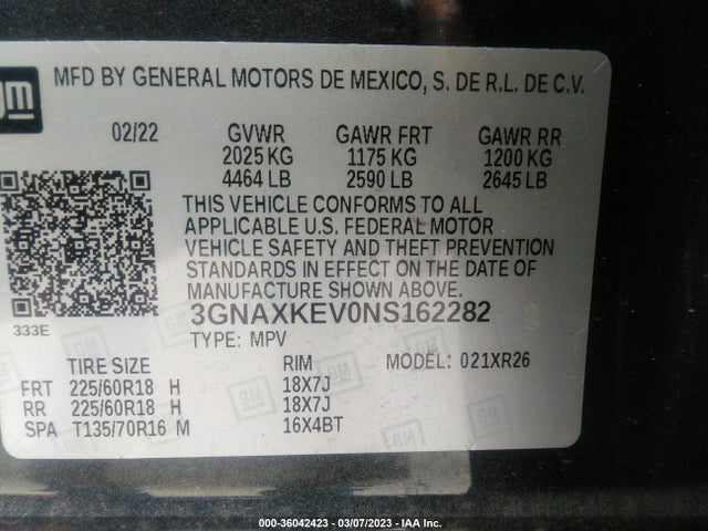Chevrolet EQUINOX LT 2022 3GNAXKEV0NS162282 Image 9