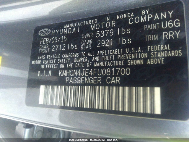 2015 Hyundai Genesis, VIN: KMHGN4JE4FU081700