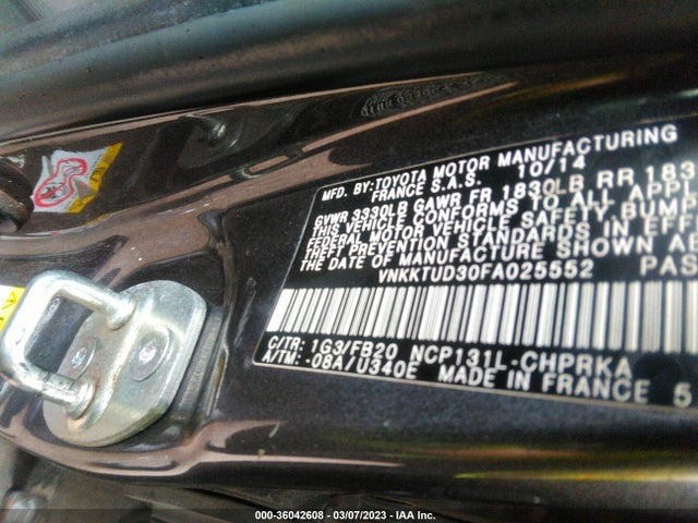 Toyota Yaris L/se/le 2015 VNKKTUD30FA025552 Image 10