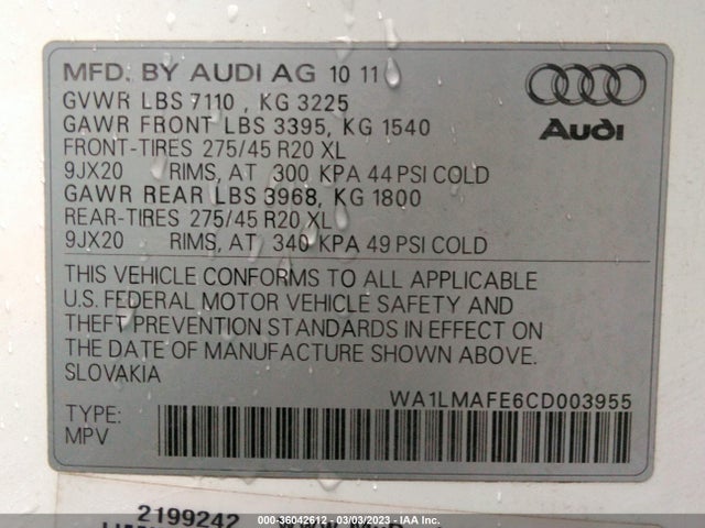 Audi Q7 3.0l Tdi Premium Plus 2012 WA1LMAFE6CD003955 Image 10