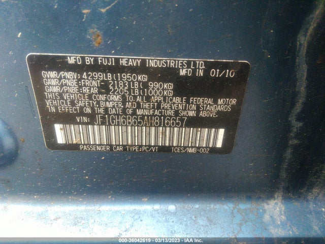 JF1GH6B65AH816657 Subaru Impreza Wagon I Premium Special Edition