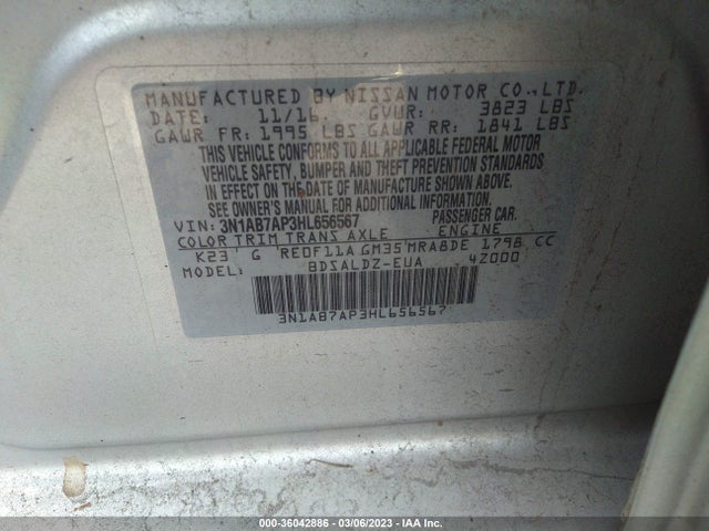 Nissan SENTRA SV 2017 3N1AB7AP3HL656567 Image 9