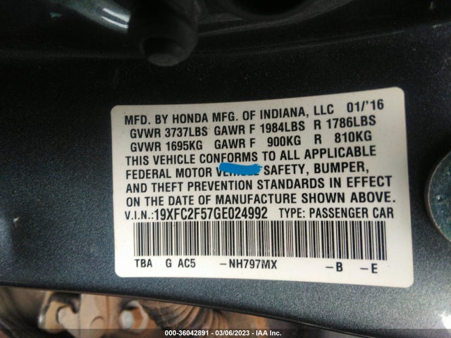 Honda Civic Sedan Lx 2016 19XFC2F57GE024992 Image 11
