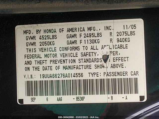 19UUA66276A014556 Acura TL
