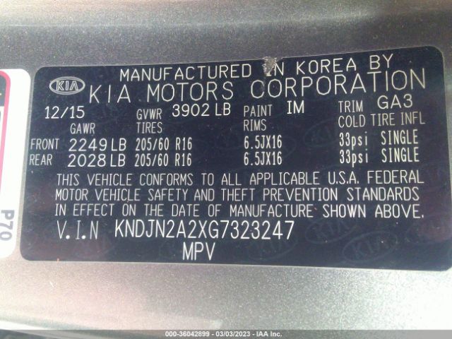 KNDJN2A2XG7323247 KIA Soul Base