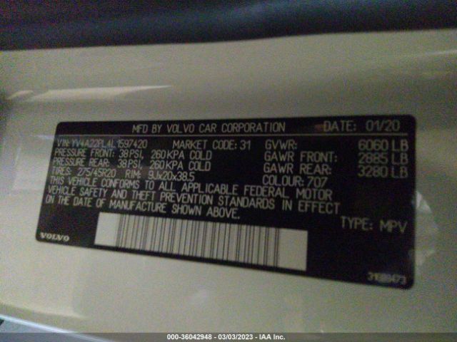 YV4A22PL4L1597420 Volvo Xc90 Inscription