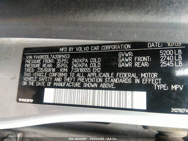 Volvo Xc60 3.2l 2010 YV4982DL7A2081453 Image 10