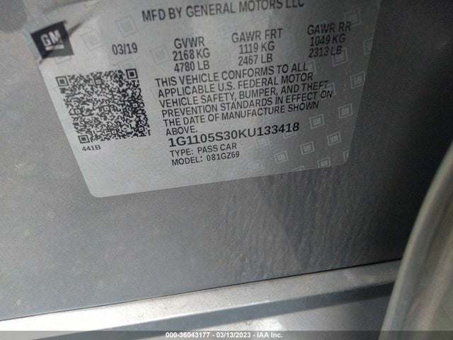 Chevrolet Impala Premier 2019 1G1105S30KU133418 Image 9