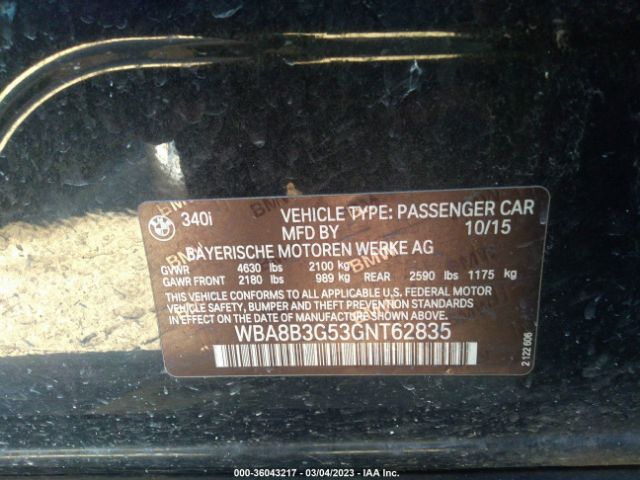 WBA8B3G53GNT62835 BMW 3 Series 340i