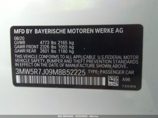 3MW5R7J09M8B52225 BMW 3 Series 330i Xdrive