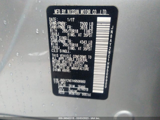 2017 Nissan Armada, VIN: JN8AY2NC1H9506900