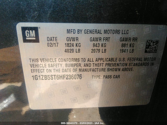 Chevrolet MALIBU LS 2017 1G1ZB5ST6HF236076 Image 9
