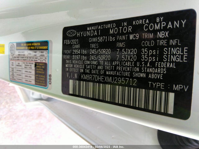 Hyundai Palisade Calligraphy 2021 KM8R7DHEXMU295712 Image 10