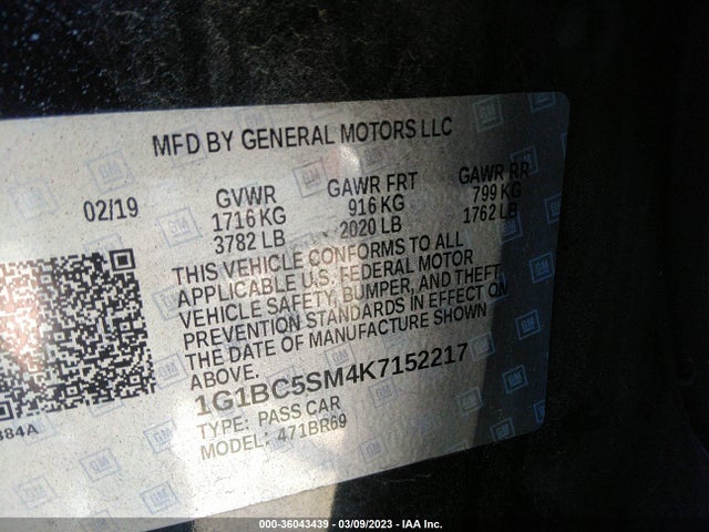 Chevrolet CRUZE LS 2019 1G1BC5SM4K7152217 Image 11