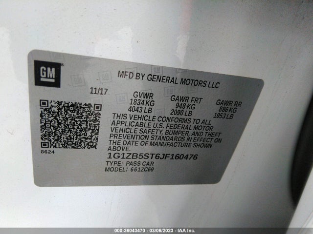 Chevrolet MALIBU LS 2018 1G1ZB5ST6JF160476 Image 10