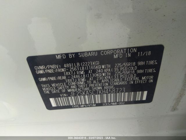 JF2SKASC7KH458723 Subaru Forester Limited