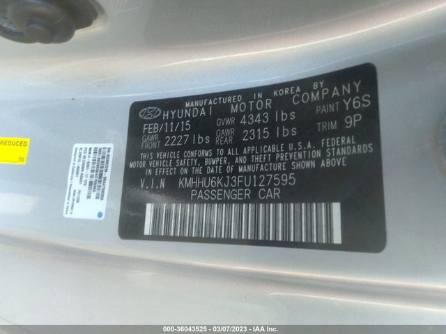 Продаж на аукціоні авто 2015 Hyundai Genesis Coupe 3.8l Ultimate, vin: KMHHU6KJ3FU127595, номер лоту: 36043525