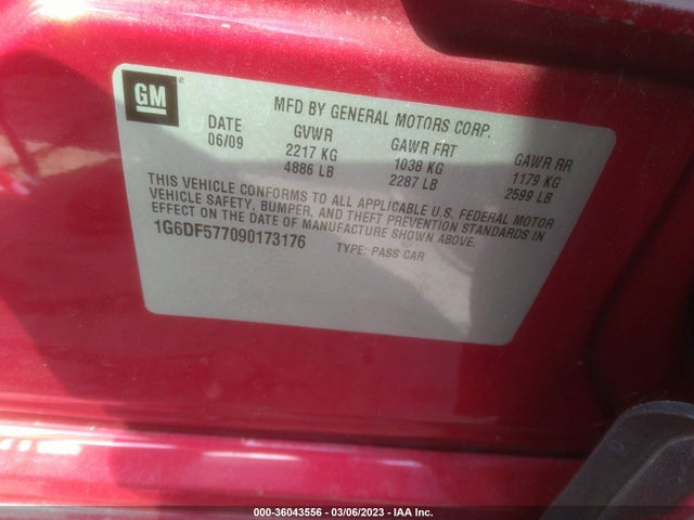 1G6DF577090173176 Cadillac Cts Rwd W/1sa