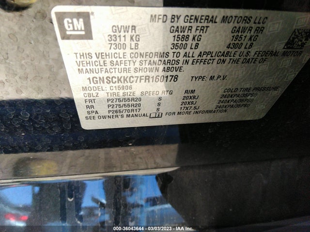 Chevrolet Suburban Ltz 2015 1GNSCKKC7FR160178 Image 10