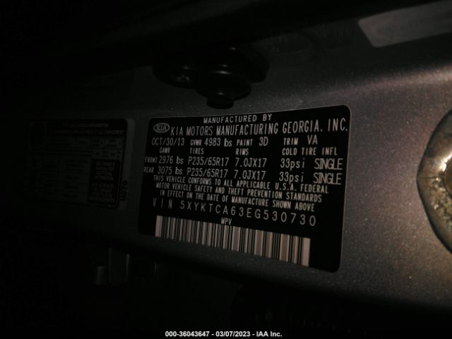 5XYKTCA63EG530730 KIA SORENTO LX