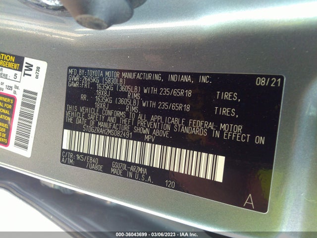 Toyota Highlander Xle 2021 5TDGZRAH2MS082491 Image 9