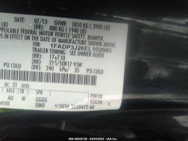2014 FORD FOCUS TITANIUM VIN: 1FADP3J26EL102980