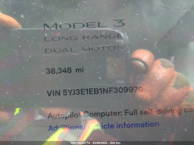 Tesla Model 3 Long Range 2022 5YJ3E1EB1NF309970 Image 8
