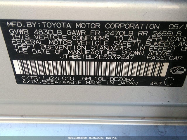 Lexus GS 350 2014 JTHBE1BL4E5039447 Image 9