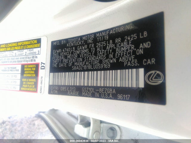 2020 Lexus ES, VIN: 58ADZ1B18LU059169