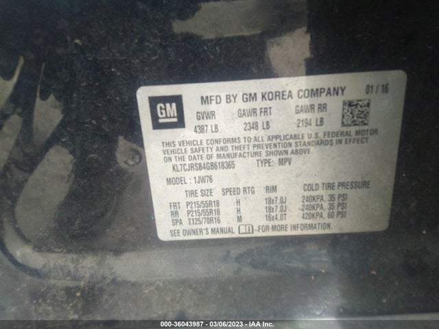 Chevrolet TRAX LTZ 2016 KL7CJRSB4GB618365 Image 10