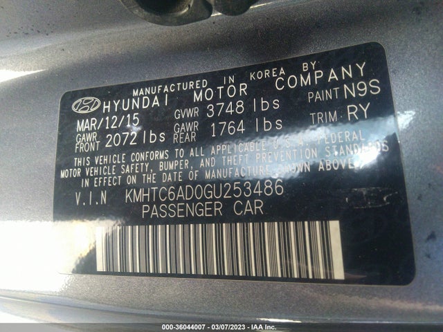 Hyundai VELOSTER 2016 KMHTC6AD0GU253486 Image 11