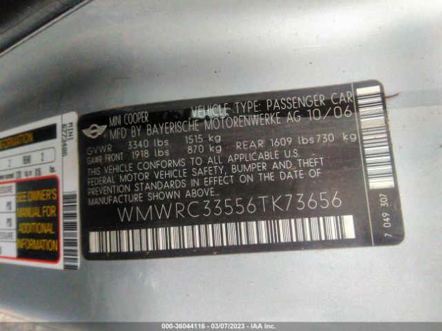 WMWRC33556TK73656 Mini COOPER HARDTOP