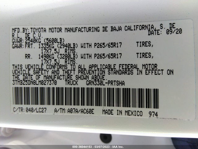 Toyota Tacoma 2wd Sr5/trd Sport 2020 3TMBZ5DN8LM027370 Image 9