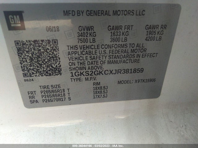 GMC Yukon Xl Slt 2018 1GKS2GKCXJR381859 Image 10