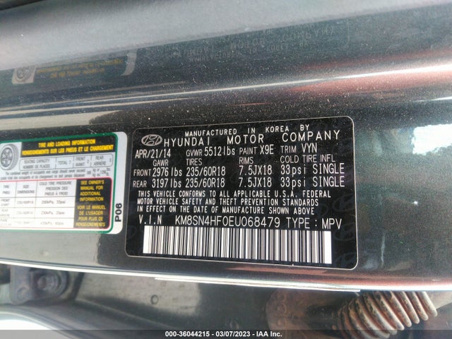 Hyundai Santa Fe Gls 2014 KM8SN4HF0EU068479 Image 9