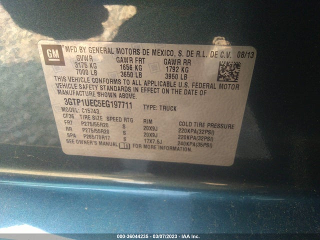 2014 GMC SIERRA 1500 SLE VIN: 3GTP1UEC5EG197711