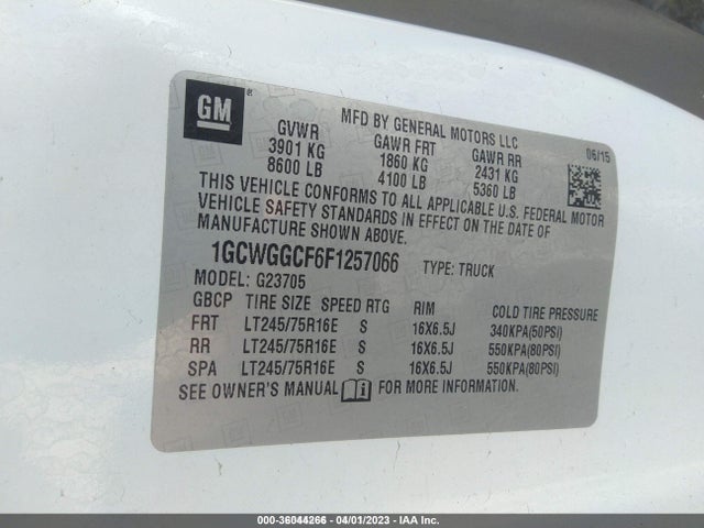 Chevrolet EXPRESS CARGO VAN 2015 1GCWGGCF6F1257066 Image 10