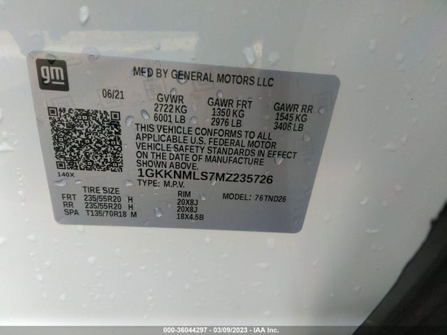 GMC ACADIA SLT 2021 1GKKNMLS7MZ235726 Image 9