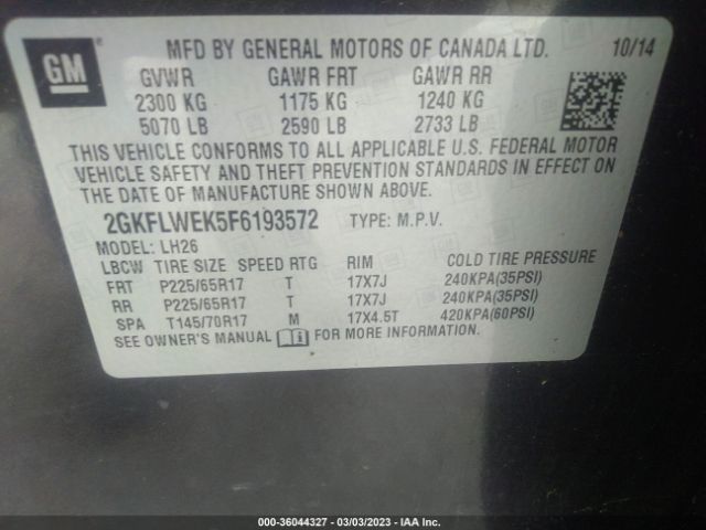 2GKFLWEK5F6193572 GMC Terrain Sle