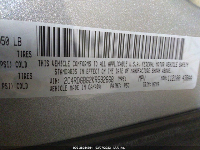 Dodge Grand Caravan Se Plus 2019 2C4RDGBG2KR592668 Image 9