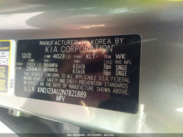 KNDJ23AU2N7821889 KIA SOUL LX