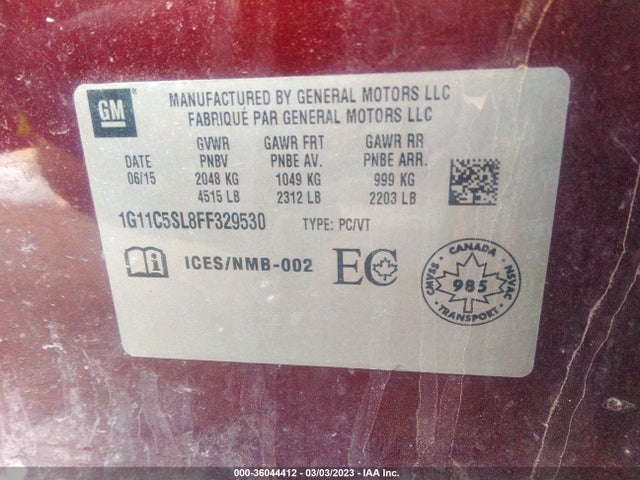 Chevrolet MALIBU LT 2015 1G11C5SL8FF329530 Image 9