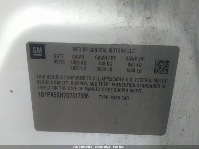 Chevrolet CRUZE LS 2013 1G1PA5SH7D7317386 Image 9