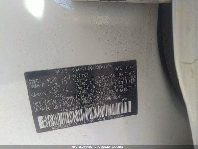 Subaru Outback Limited 2021 4S4BTANC3M3169020 Image 10