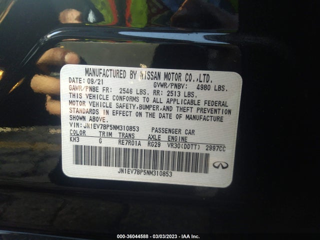 2022 Infiniti Q50, VIN: JN1EV7BP5NM310853