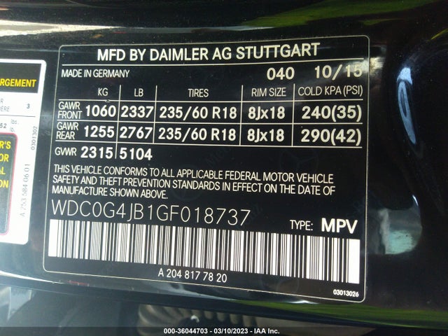 2016 Mercedes-Benz GLC-Class, VIN: WDC0G4JB1GF018737