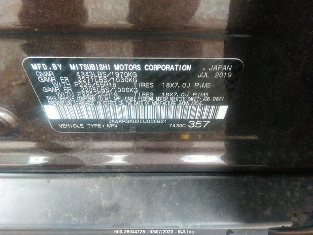 JA4AR3AU2LU000621 Mitsubishi Outlander Sport Es 2.0/se 2.0