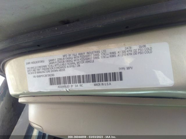 4S4BP61C367362383 Subaru Legacy Wagon Outback 2.5i
