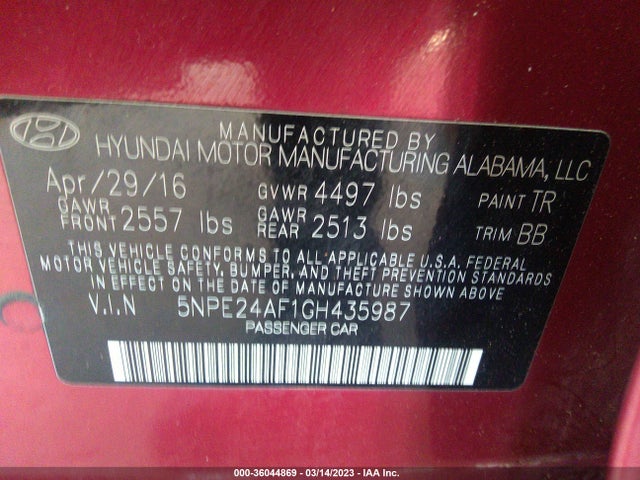 Hyundai Sonata 2.4l Se 2016 5NPE24AF1GH435987 Image 9